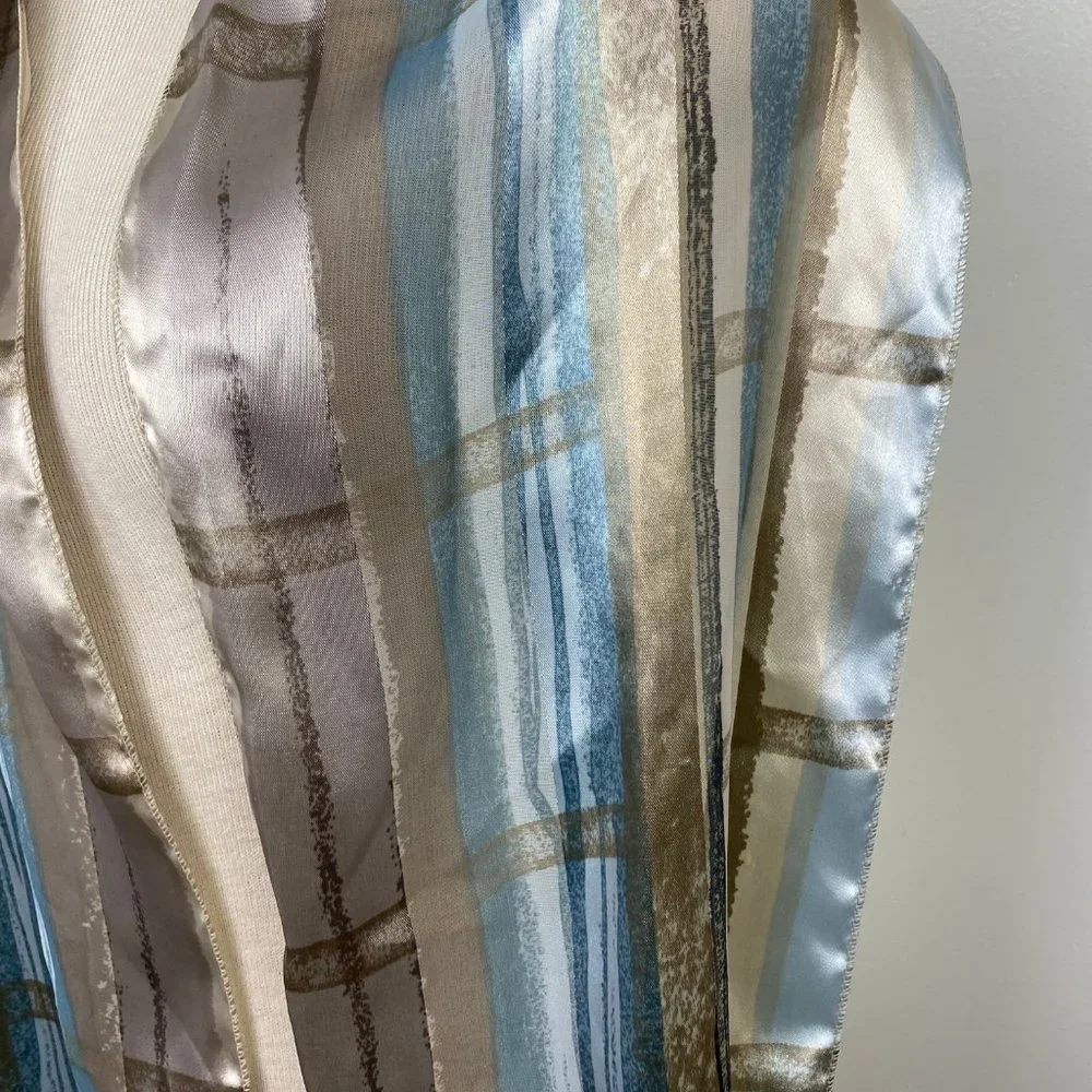 Blue, Tan, Black Abstract Scarf 100% Polyester 10
